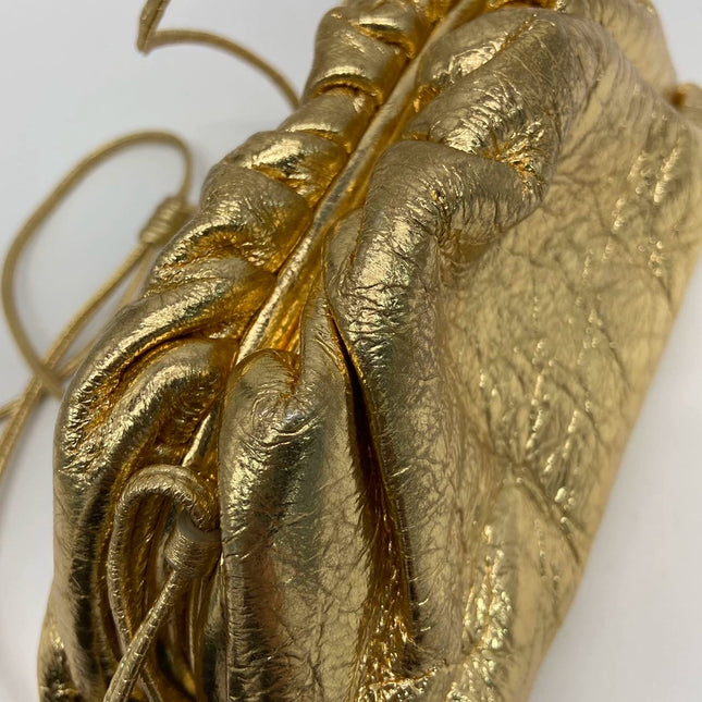 Sold Bottega Veneta Pouch Mini Gold Lambskin Leather Crossbody Bag