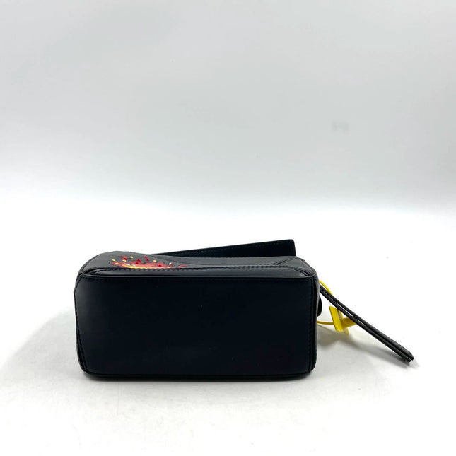 Loewe x Howl's Moving Castle Studio Ghibli Collection Puzzle Calcifer Mini Black Crossbody Bag