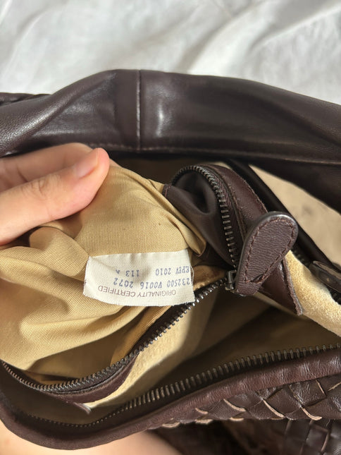 Bottega Veneta Belly Hobo Intreccio Leather Dark Chocolate Brown Large 55cm