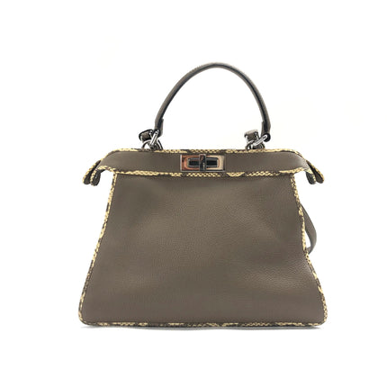 Fendi Peekaboo ISeeU Sellier Small Grey Leather with Python Skin Trimming
