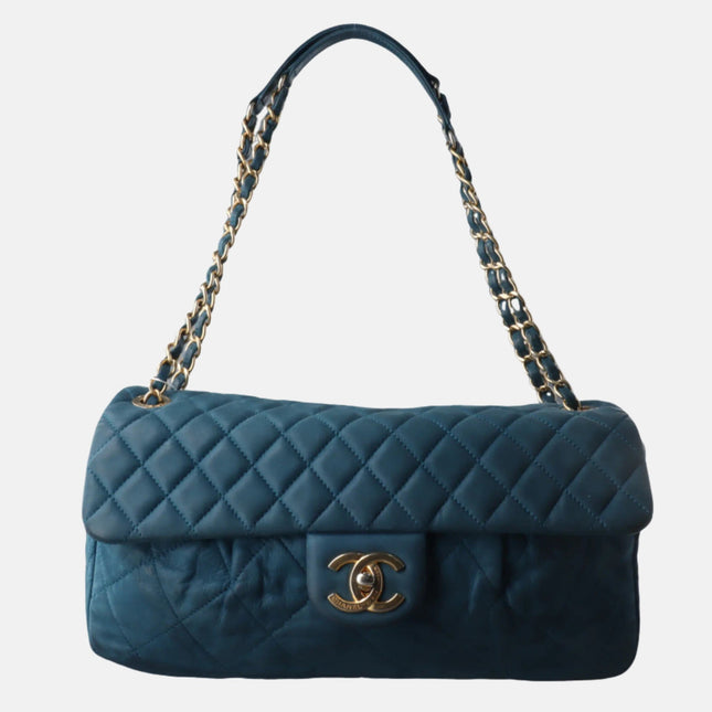 Chanel Classic Flap Seasonal 2012-2013 Calfskin Leather Navy Shoulder Bag-Luxbags