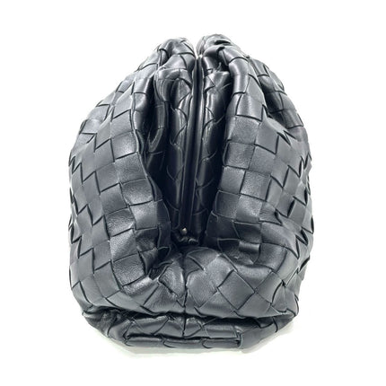 Bottega Veneta Pouch Large Intrecciato Black Calfskin Leather Clutch