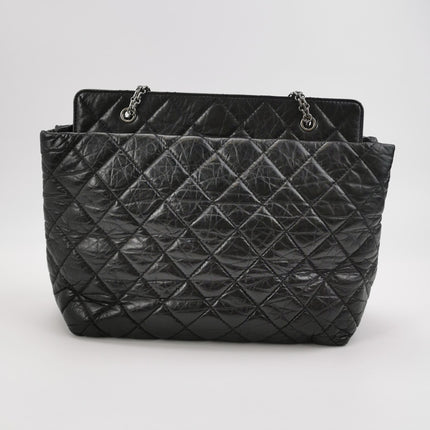 Chanel 2.55 Black Shiny Calfskin leather Tote Bag