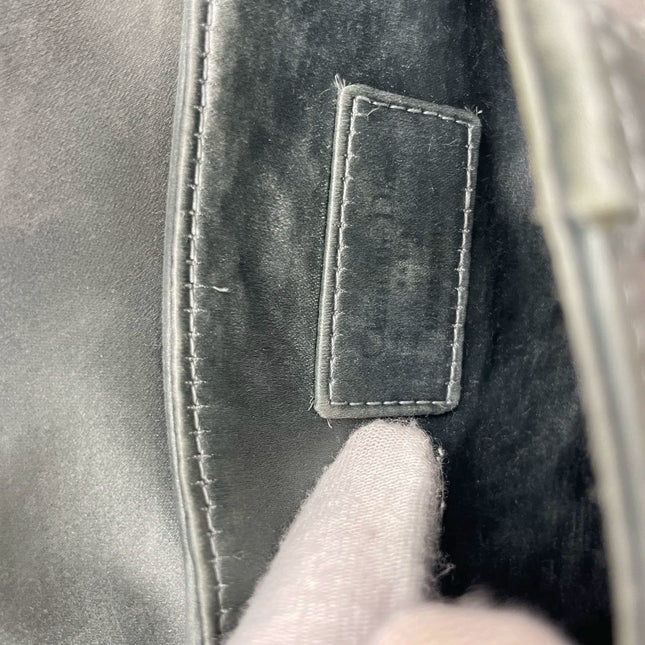 Sold Dior Saddle Mini Silk Blue Grey with Crystal Embedded Buckles