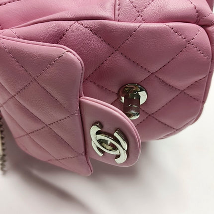 Chanel Cambon Large Pink Calfskin Leather Double Strap Handbag
