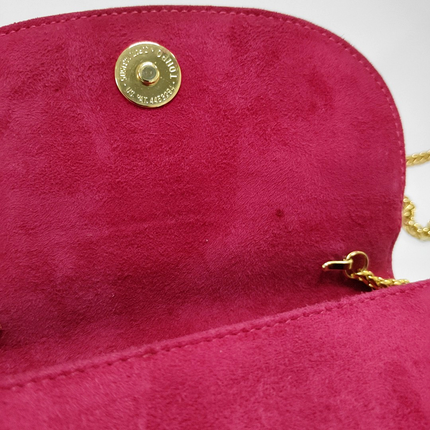 Gucci Bamboo 1947 Night Super Mini Pink Suede Evening Bag with Chain