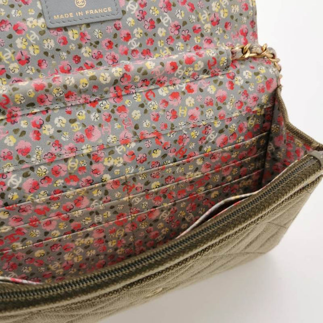 Chanel Wallet on Chain Khaki Quilted Canvas Coco Cuba Charms 2017