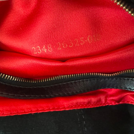 Fendi Mamma Baguette Black Suede Leather Red Buckle