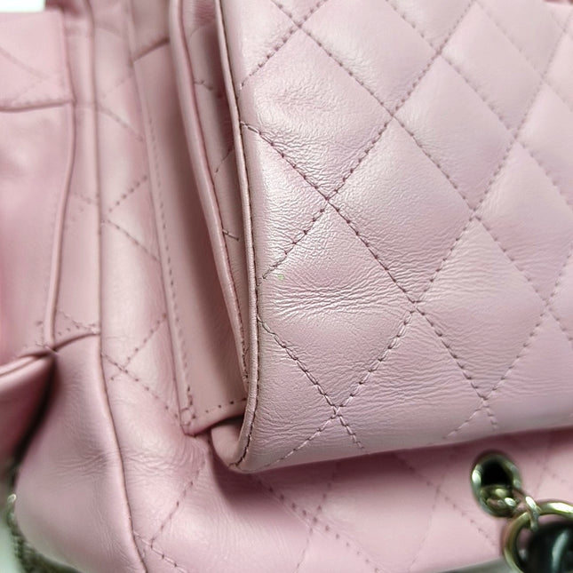 Chanel Cambon Large Pink Calfskin Leather Double Strap Handbag