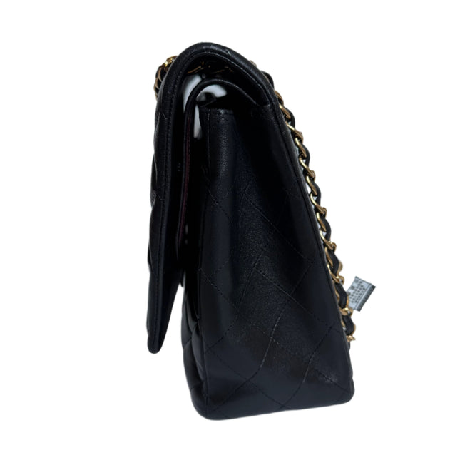 Chanel Classic Flap Maxi Black Lambskin Leather Double Flap with Gold-tone Hardware