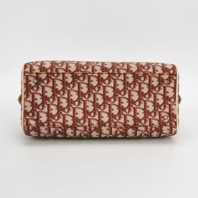 Dior No. 1 Rasta Trotter Bowling Bag Red Oblique Canvas White Patent Leather