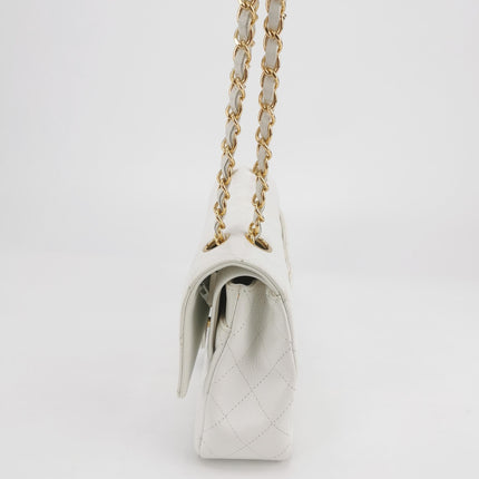 Chanel Classic Flap Medium 2010 White Caviar Leather Gold Hardware