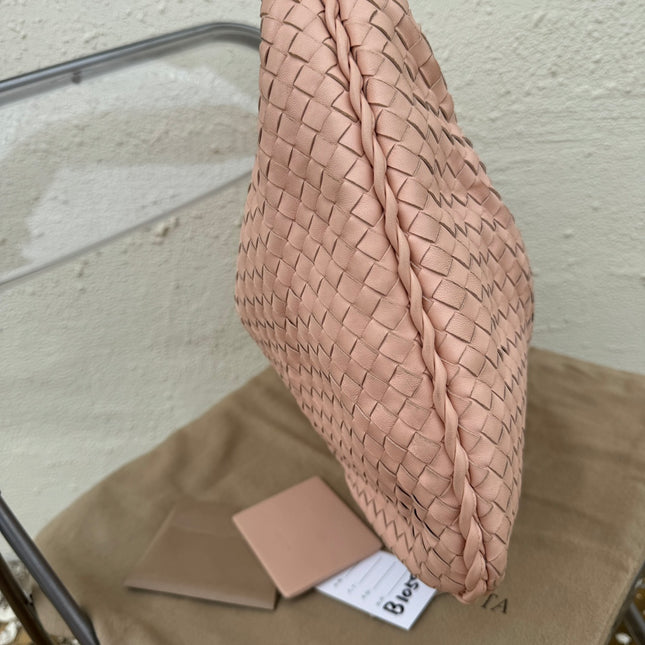 Bottega Veneta Veneta Hobo Medium Light Nude Pink Intrecciato Leather Bag 48cm