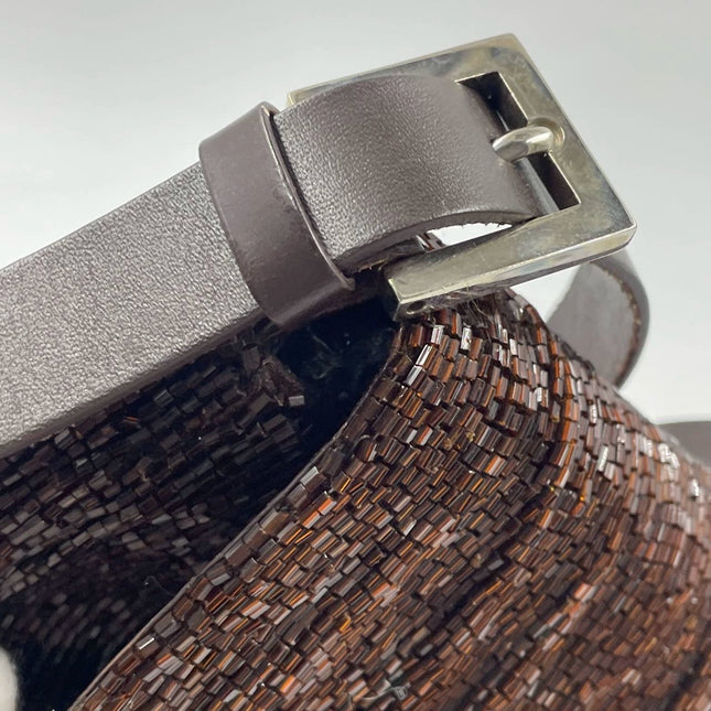 Sold Fendi Baguette Vintage Dark Chocolate Brown Glitter Beads
