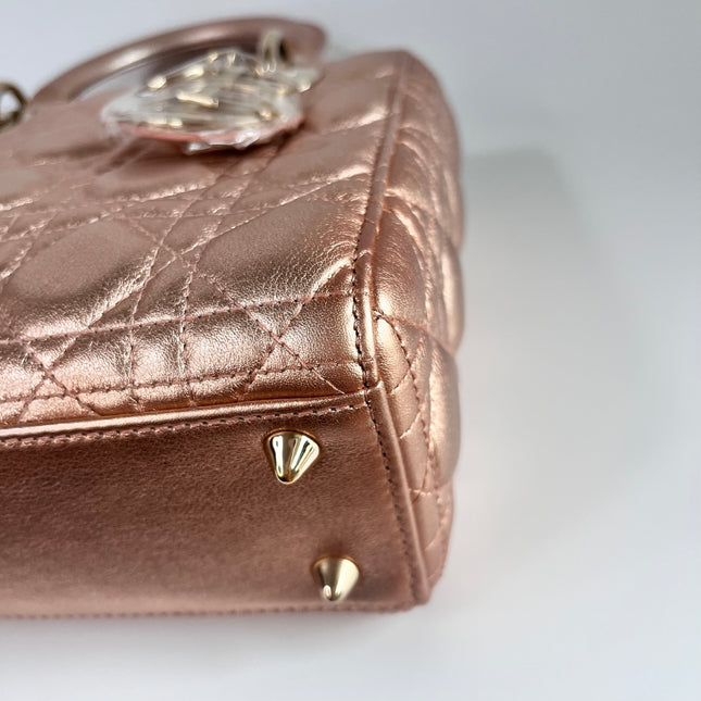 Lady Dior ABCdior Small Pink Irediscent and Metallic Cannage Lambskin Handbag