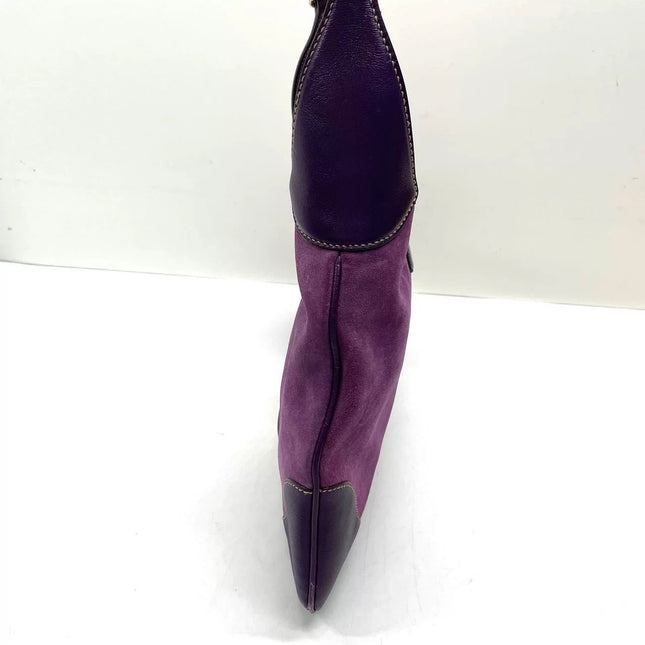 Gucci Jackie Vintage Large Purple Suede Leather Ringlets Decoration