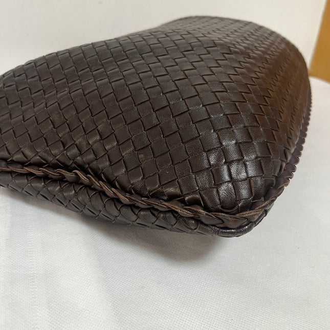 Bottega Veneta Veneta Hobo Intrecciato Dark Chocolate Brown Medium Lambskin Leather 47cm