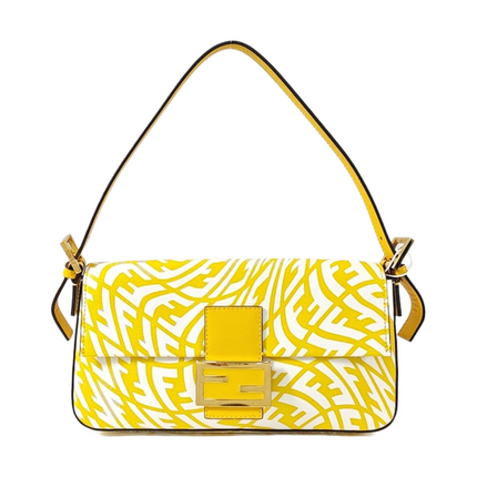 Fendi Baguette 1997 Re-edition Yellow Psychedelic Print Canvas Shoulder Bag-Luxbags