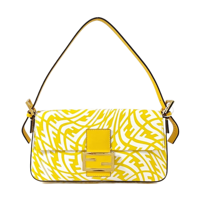 Fendi Baguette 1997 Re-edition Yellow Psychedelic Print Canvas Shoulder Bag-Luxbags