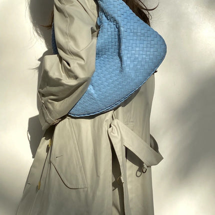 Bottega Veneta Veneta Hobo Medium Baby Blue Intrecciato Leather Bag 41cm