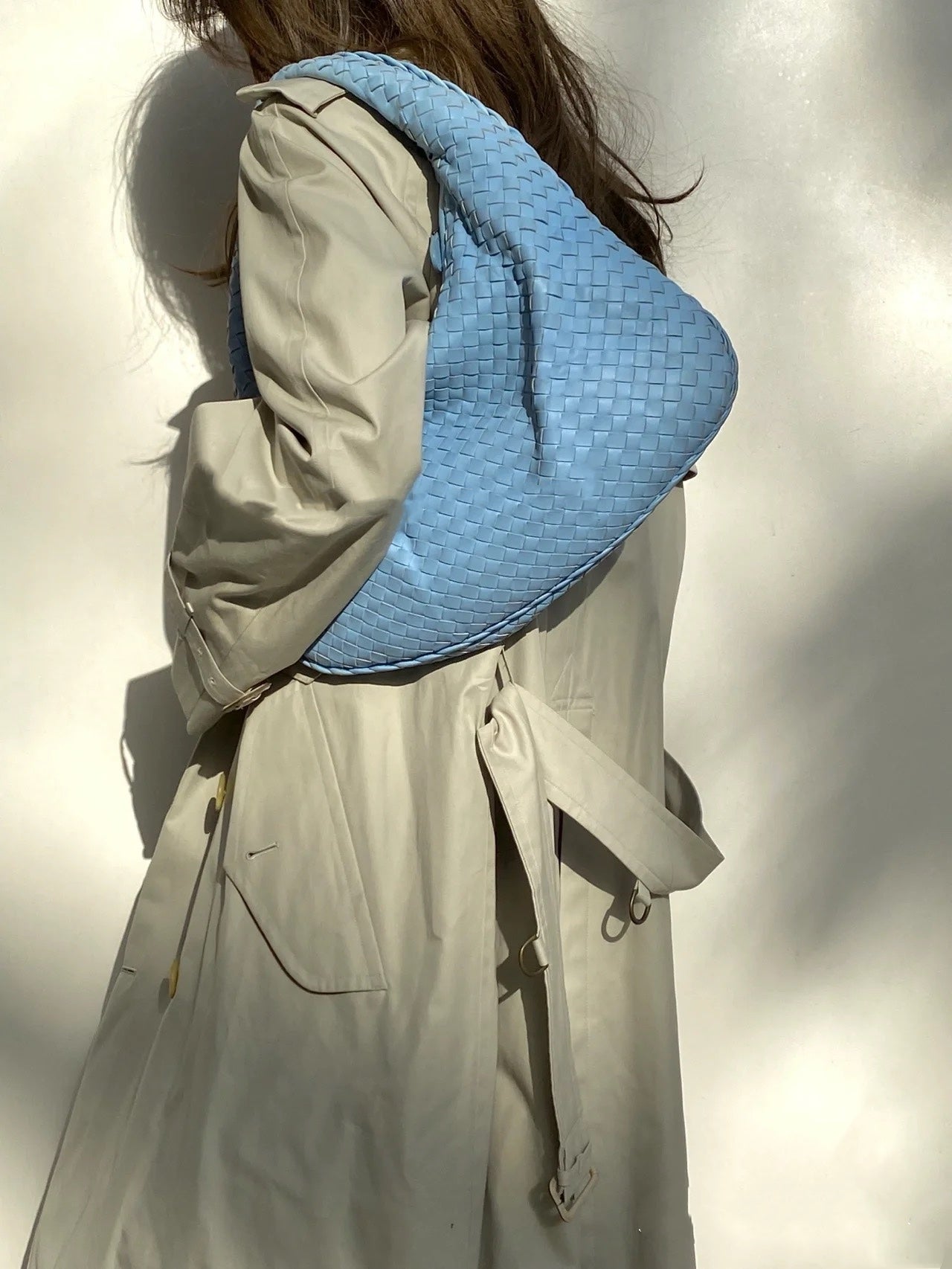 Bottega Veneta Veneta Hobo Medium Baby Blue Intrecciato Leather Bag 41cm