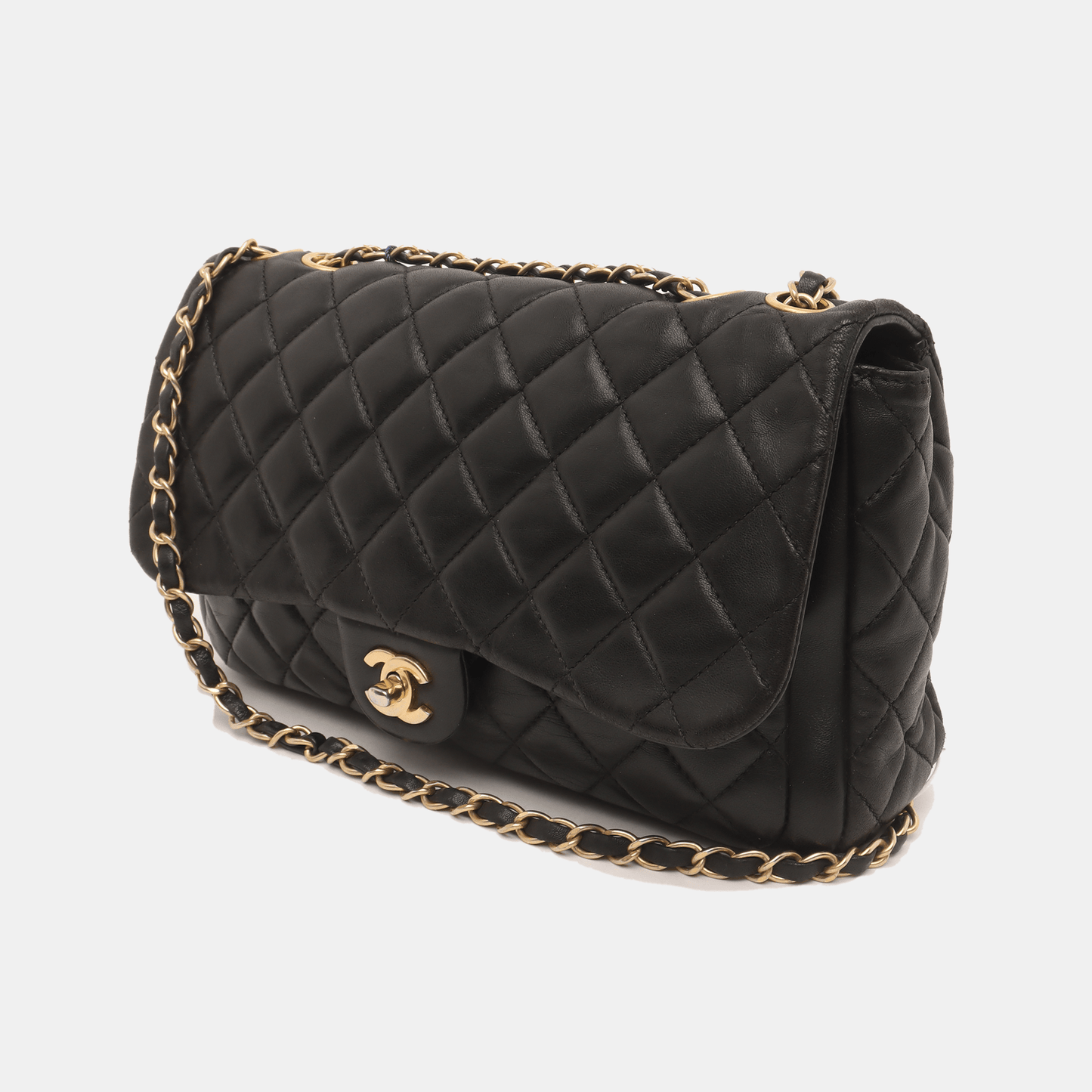 Chanel Now and Forever Large Flap Bag Black Lambskin Gold HW, 2013-14