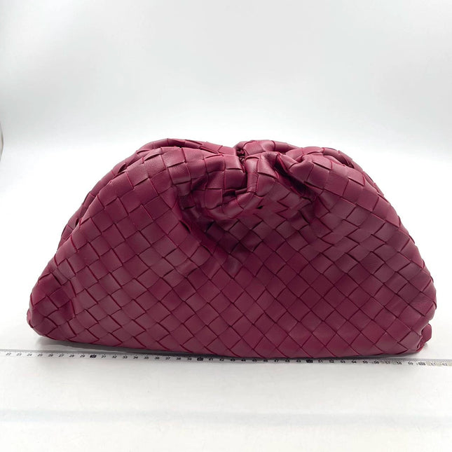 Sold Bottega Veneta Pouch Large Intrecciato Leather Clutch Burgundy