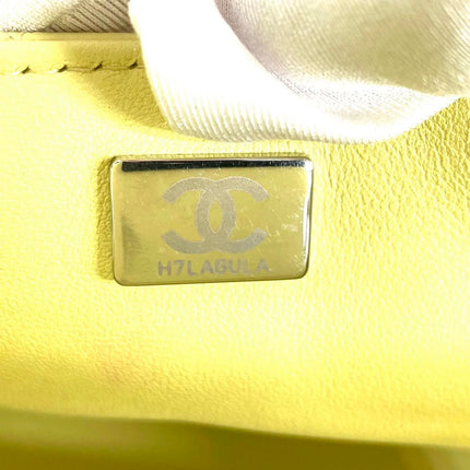 Chanel Classic Flap Rectangular Mini Yellow Lambskin Leather Silver Hardware Microchip