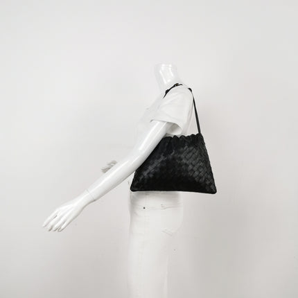 Bottega Veneta Dustbag Black Intrecciato Leather Shoulder Bag