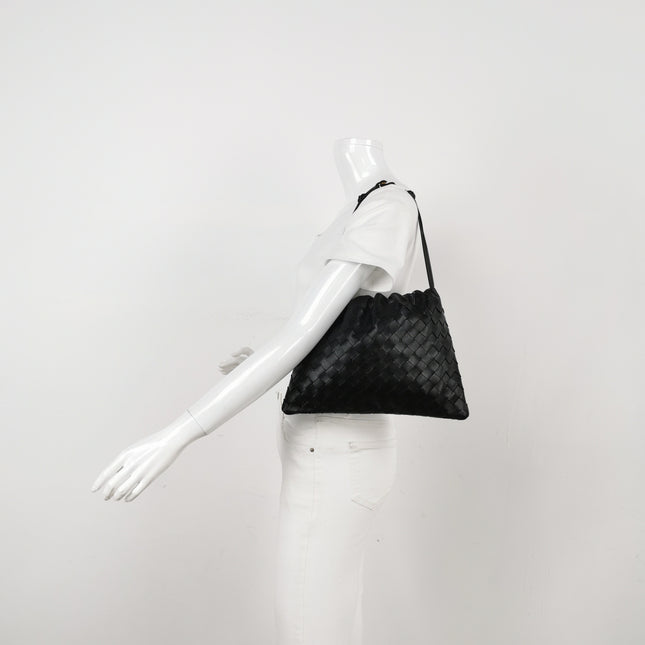 Bottega Veneta Dustbag Black Intrecciato Leather Shoulder Bag