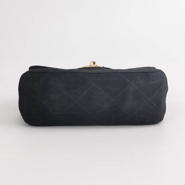 Chanel Classic Flap Extra Mini Black Suede Quilted Gold-tone Hardware