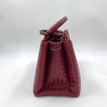 Bottega Veneta Roma Handbag Bag Intrecciato Nappa Leather Burgundy Small 30cm