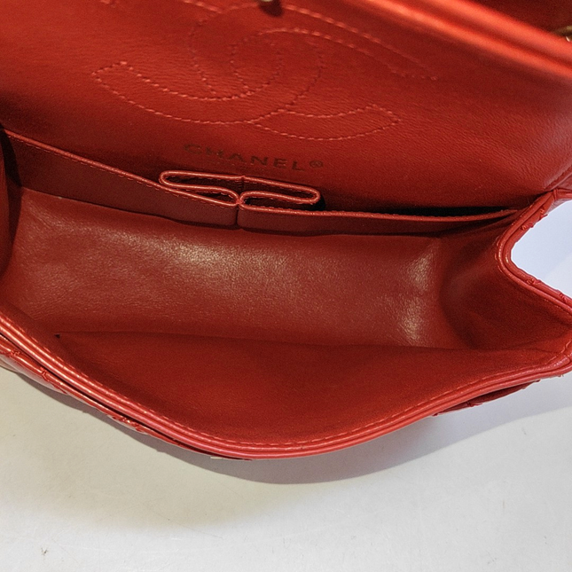 Chanel 2.55 Flap Bag Mini Red Lambskin Leather Gold-tone Hardware