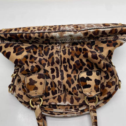 Prada Cheetah Print Large Brown Pony-style Calfskin Tote with Strap