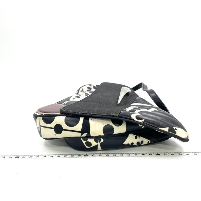 Dior Montaigne Chris 1947 Black Leather Cadillac Poker Print Bejeweled Shoulder Bag