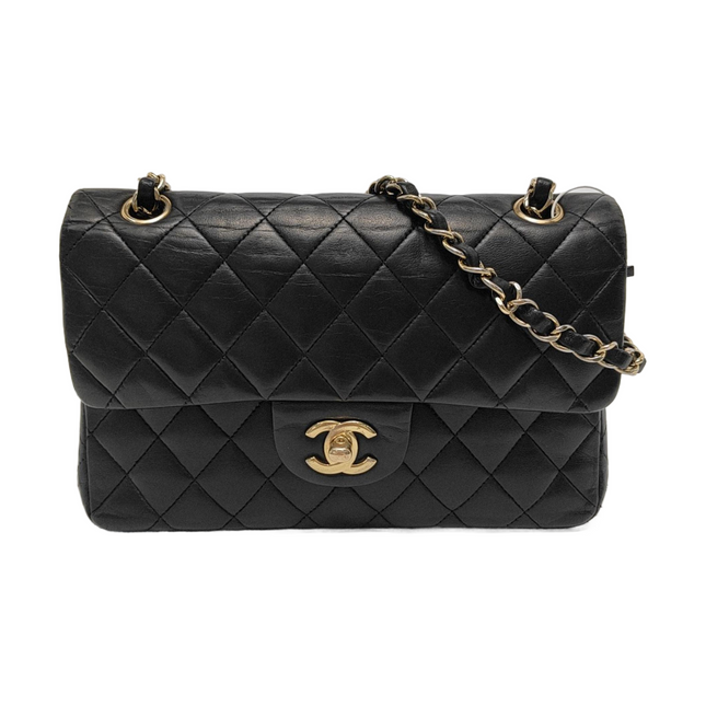 Chanel Classic Flap Small Black Lambskin Leather Gold Hardware-Luxbags
