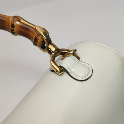 Gucci Bamboo 1947 Top Handle Bag Small White Box Leather Canvas Strap