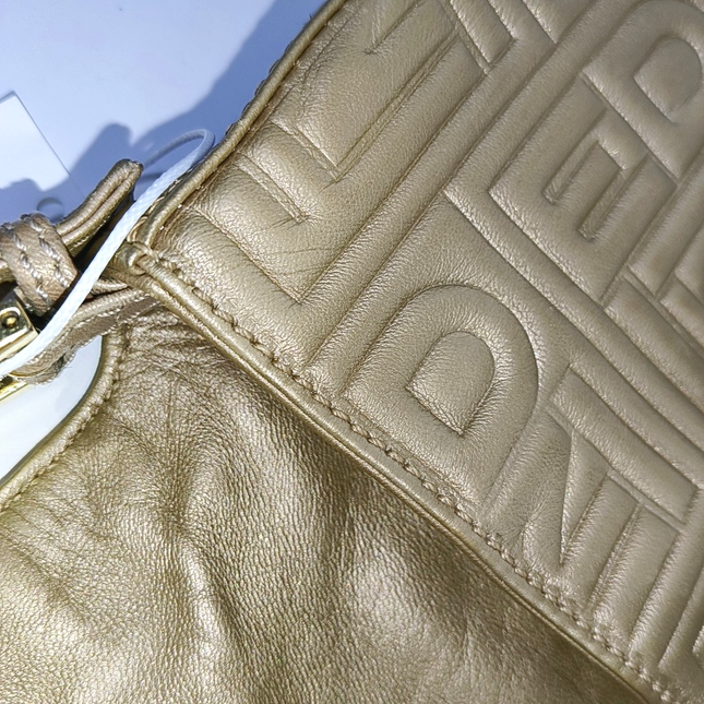 Fendi Baguette 1997 Re-edition 3D Embossed Gold Leather Shoulder bag