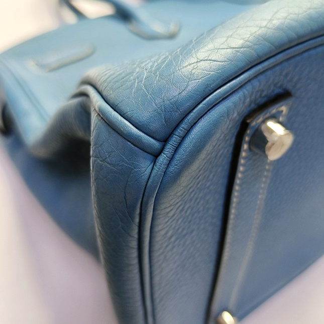 Hermes Birkin 35 Blue Jeans Calfskin Leather Palladium Hardware 2010