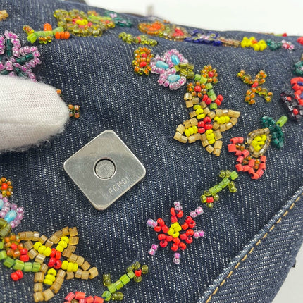 Sold Fendi Baguette Denim with Floral Beads 25 Anniversary Special Collection