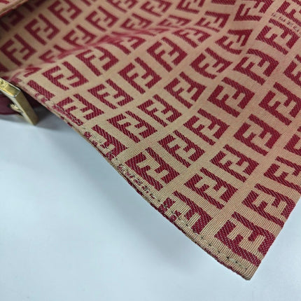 Fendi Mamma Baguette Red Classic Zucchino Monogram Shoulder Bag