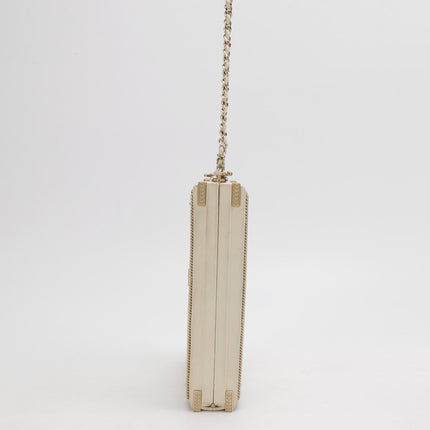 Chanel Coco in Ritz Key Card Minaudiere Limited Edition Cream White Lambskin Clutch Gold Hardware