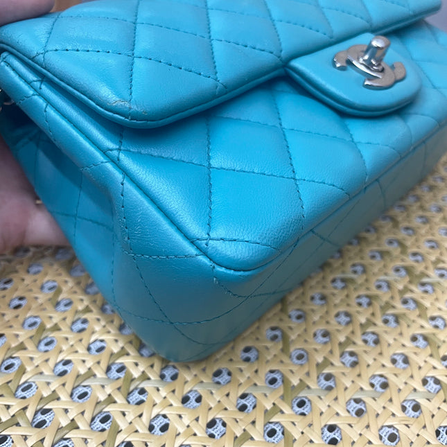 Chanel Classic Flap Mini Blue Lambskin Leather Gold Hardware 2014