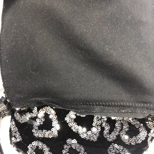 FENDI Mini Bucket White Heart Shaped Sequin Black Bag