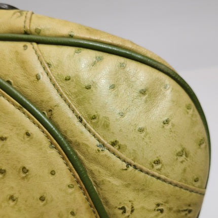 Dior Vintage Double Saddle Green Ostrich Leather Gold Hardware