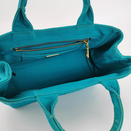 Sold Prada Canape Canvas Tote Small Blue Top Handle Bag