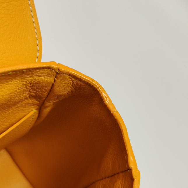 Goyard Saigon Mini Yellow Canvas and Leather Wooden Top Handle Crossbody Bag