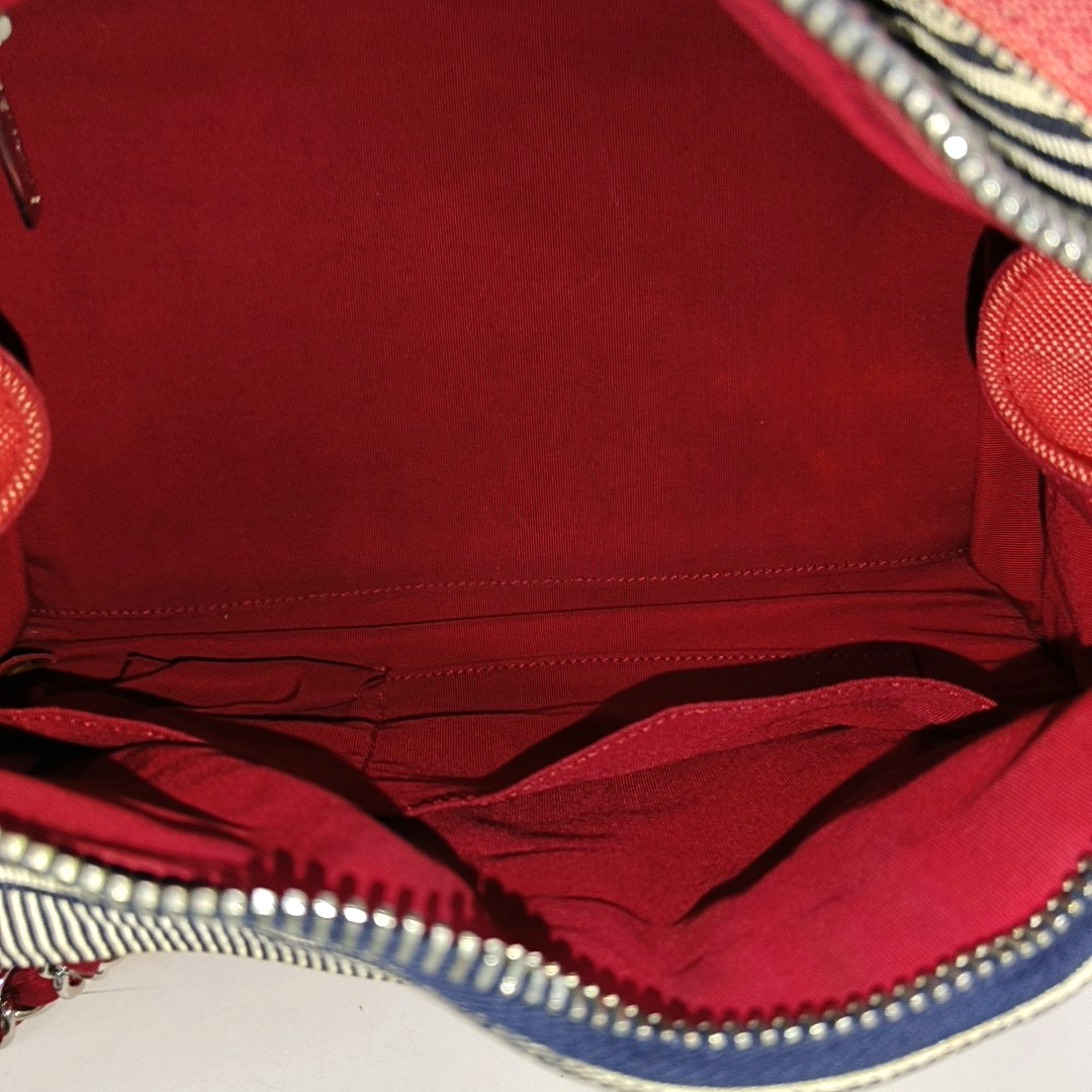 Chanel Rhombus Red Quilted Denim Medium CC Chain Bowler Bag, 2009-2010