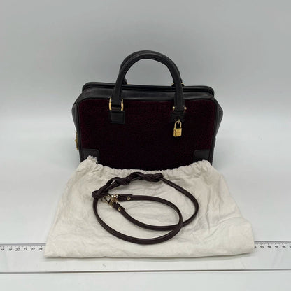 Loewe Amazona 23 in Burgundy Lambskin Leather and Shearling with Strap