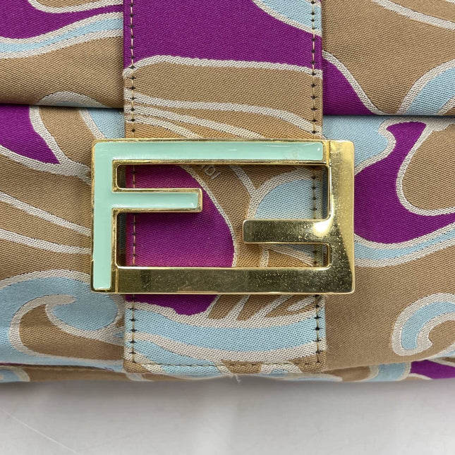 Sold FENDI Baguette Multicolor Purple Fabric with Psychedelic prints